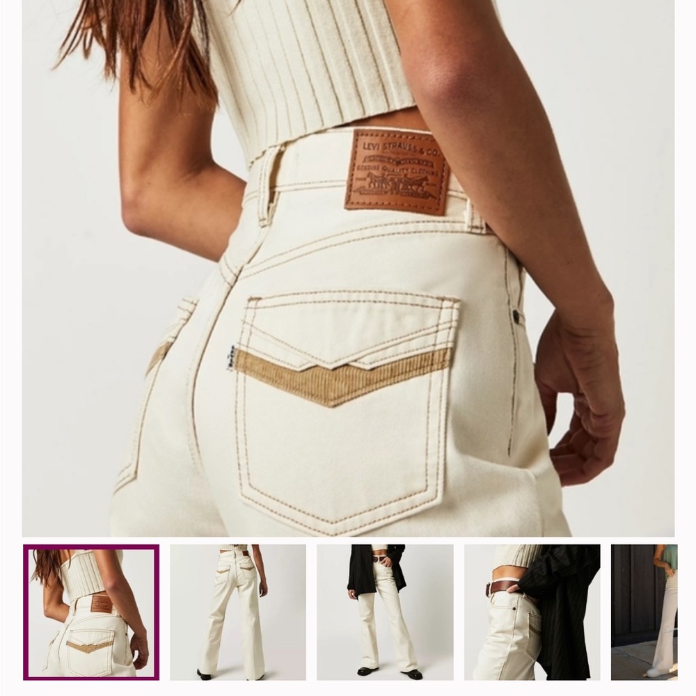 Levis Cream Flare Pants cowboy vibes